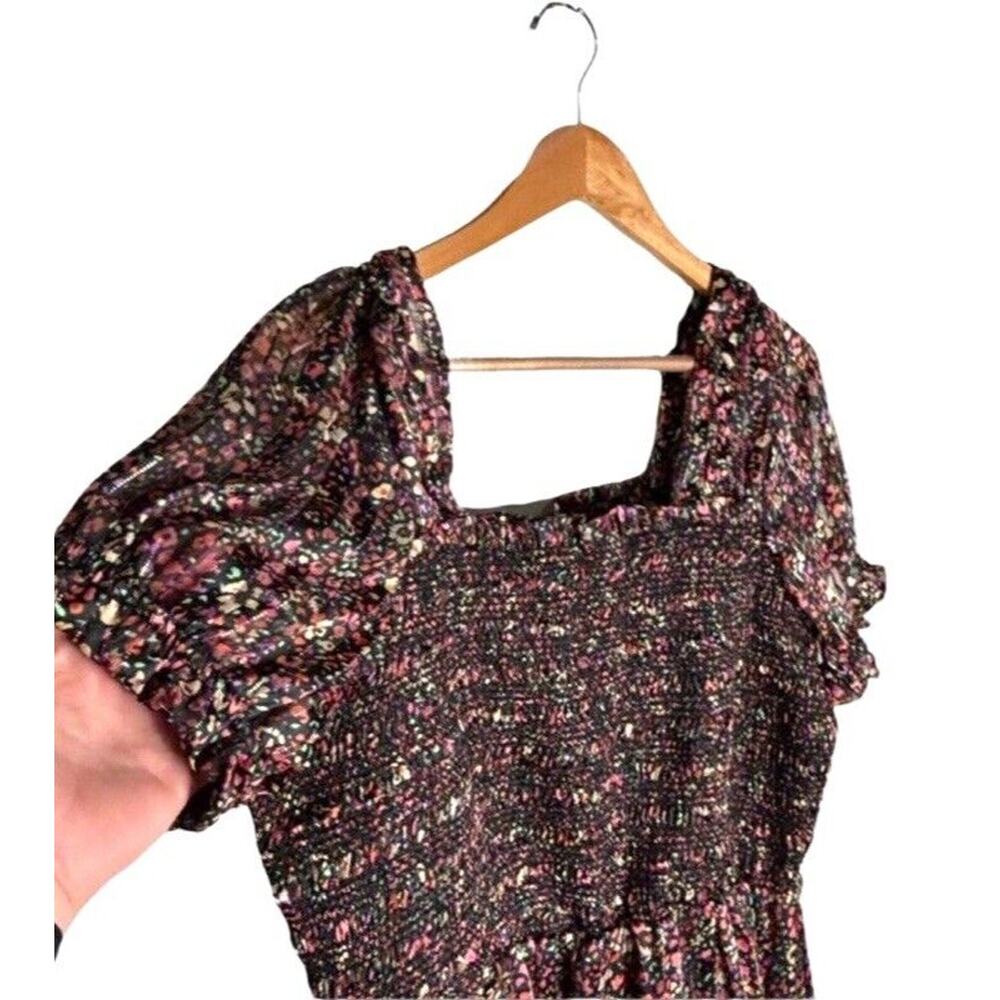 Dex Square Neck Dress Floral Midi Size XL Smocked Ruffled Party Dance NWT - Picture 4 of 11